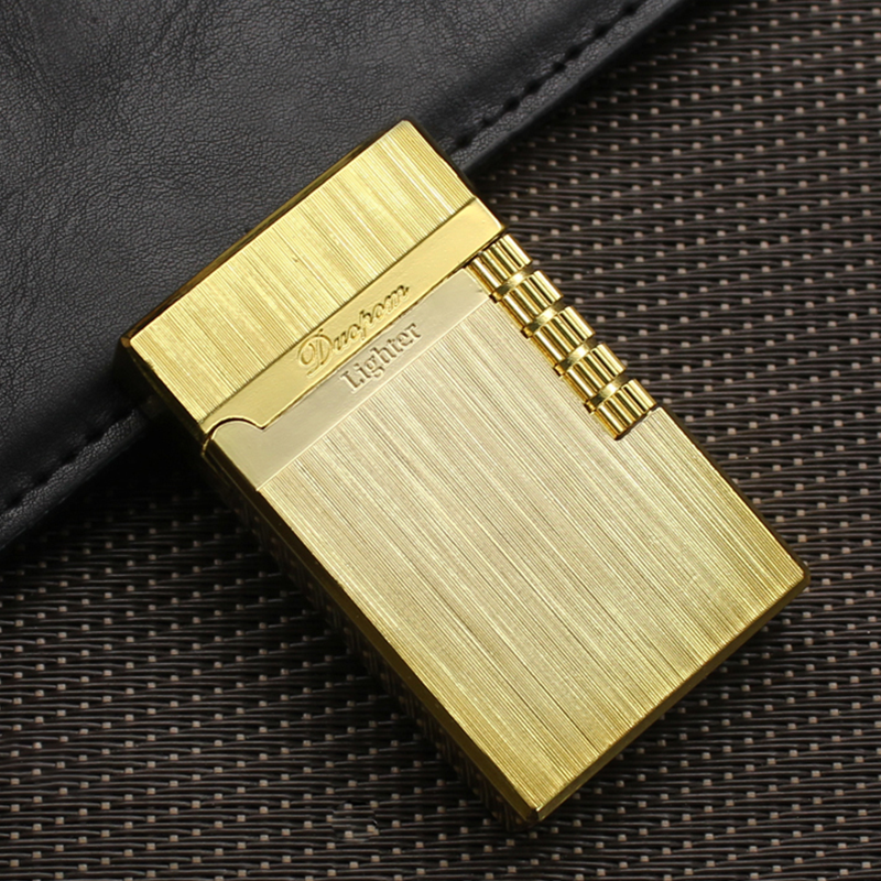 Premium Feuerzeug in Brushed Gold/Silber/Schwarz mit Wappen