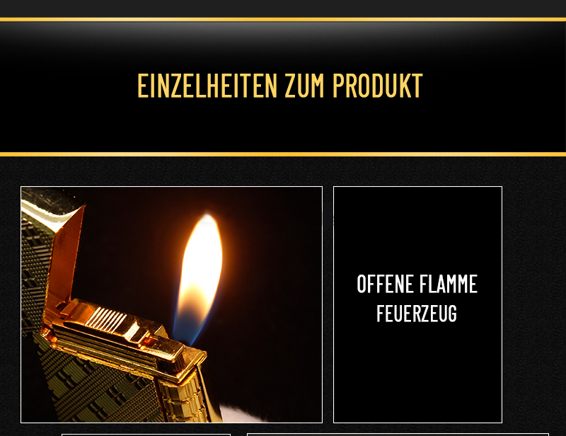 Premium Feuerzeug in Brushed Gold/Silber/Schwarz mit Wappen