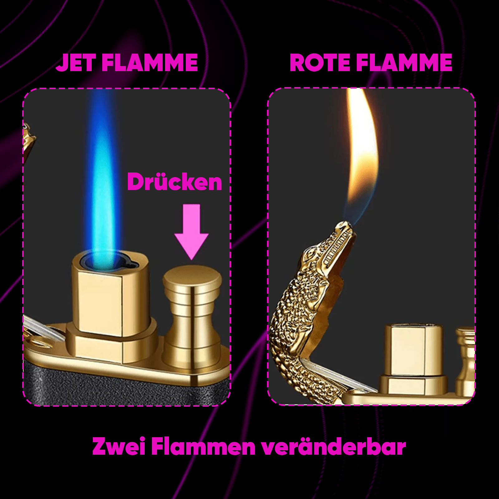 Avolights Luxus Krokodil Feuerzeug mit Wappen