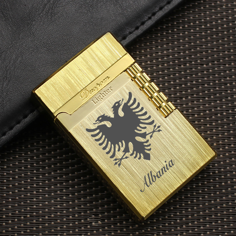 Avolights Brillante -Metallfeuerzeug in Brushed Gold/Silber & Mit Wappen